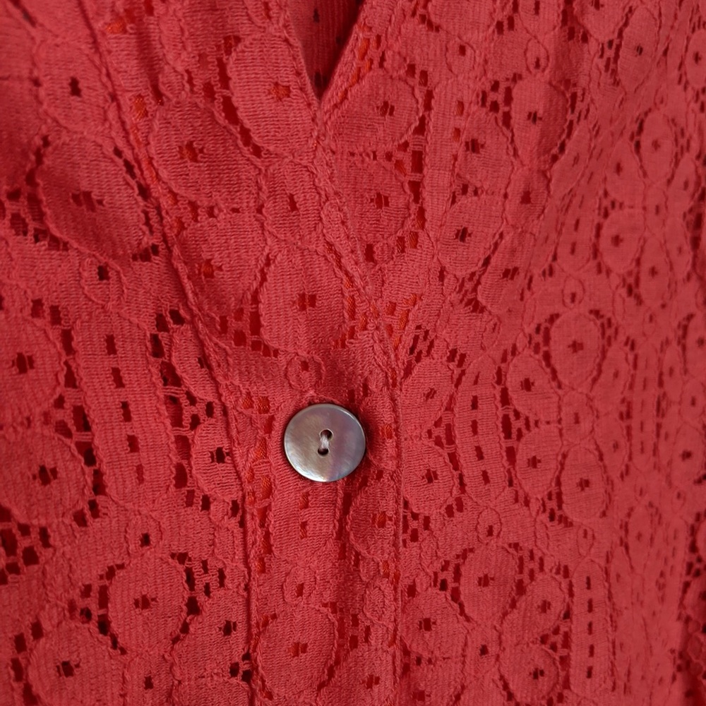 Ruby Rd Favorites Red Lace Button-Up Blouse - image 3